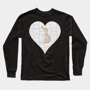 Whippet Heart Jigsaw Pieces Design - Gift for Whippet Lovers Long Sleeve T-Shirt